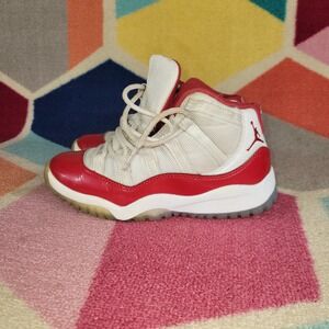 Air Jordan 11 Retro Cherry White Red Basketball Sneakers Size 1.5y